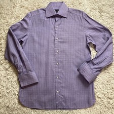 Tom Ford Dress Shirt Mens 15 38 French Cuff Plaid Switzerland Long Sleeve Cotton