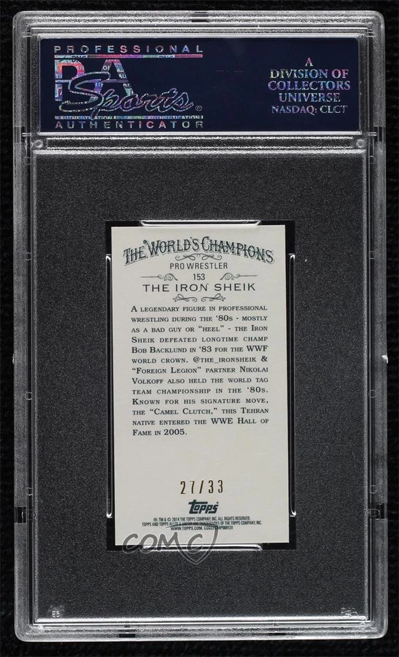 2014 Allen & Ginter's Mini Red Bordered /33 The Iron Sheik PSA 10 GEM MT HOF - Image 2 of 2