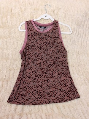 Stylish Mauve  Leopard Sleeveless Stretch Top