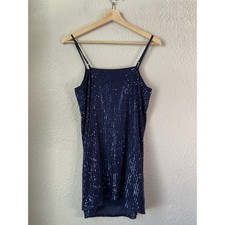 Aeropostale Navy Blue Sequin Spaghetti Strap Mini Dress Party Evening M