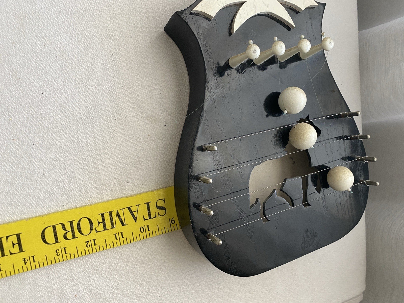 VTG Door Harp Horse Welcome Black Laquer Wood Door Chime Western Design REPAIR