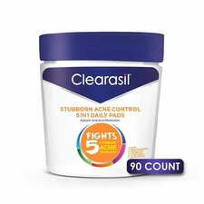 Clearasil Stubborn Acne Control 5in1 Daily Facial Cleansing Pads 90 ct