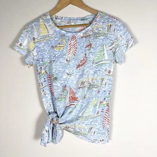 Lilly Pulitzer Glin Side Tie Nautical Tee Womens Small Coastal Beachy Preppy 
