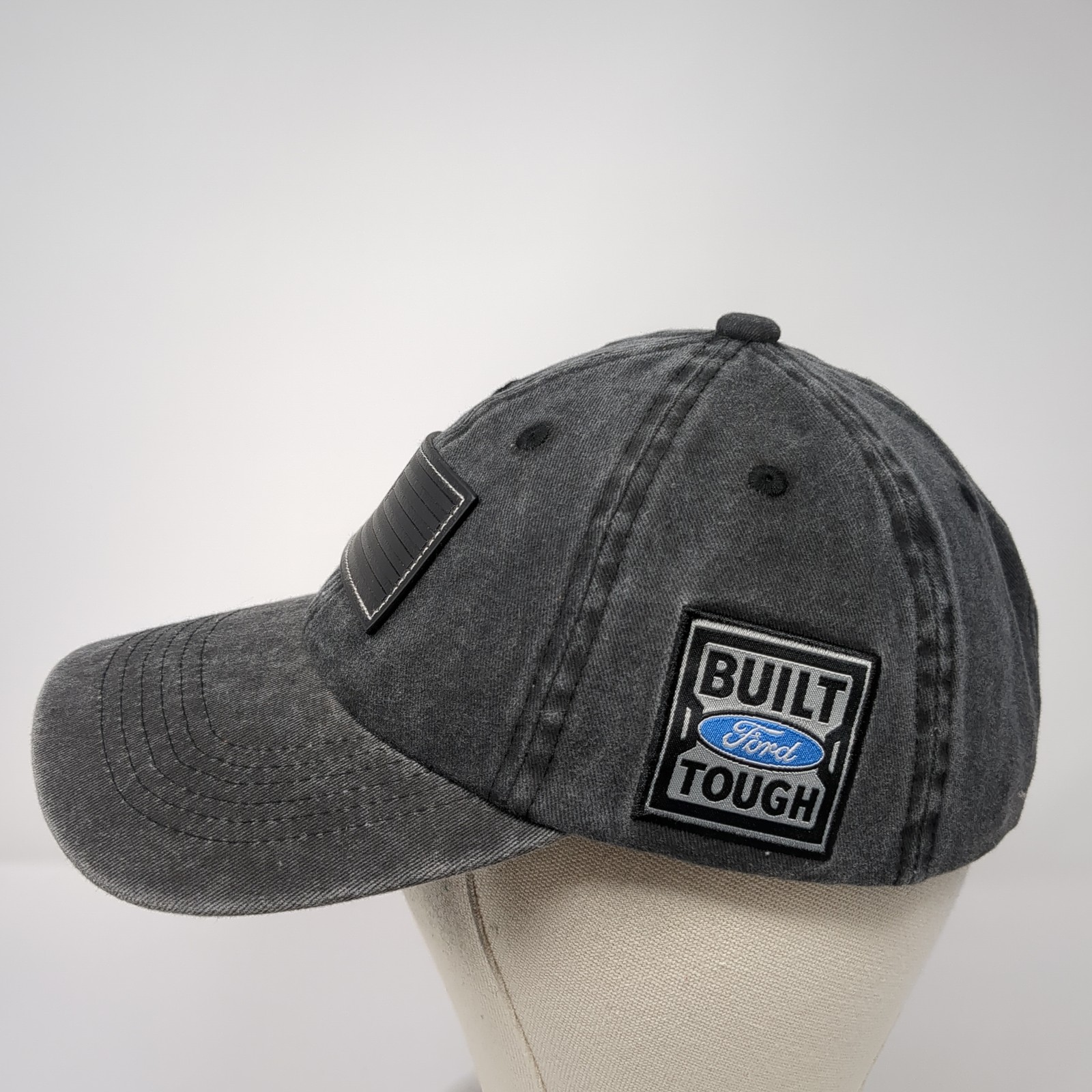 USA Flag Leather Patch Snapback Hat Gray One Size… - image 3