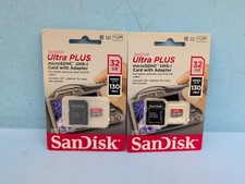 SanDisk 32GB Ultra Plus MicroSDHC UHS-I Memory Card with Adapter Lot of 2