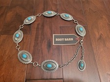 NWT Ariat Women's Silver Turquoise Concho Link Belt Accessory Size Medium