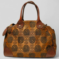 VIVIENNE WESTWOOD Shoulder Hand Bag Yasmin Orb Brown Leather Jacquard W16in