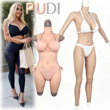 Silicone Bodysuit Breast Forms C/G Cup Body Suit Fake Vagina Hip Shaping Female