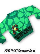 TMNT Vtg Child's Pullover Sweater 1990 Teenage Mutant Ninja Turtles Retro Size 4