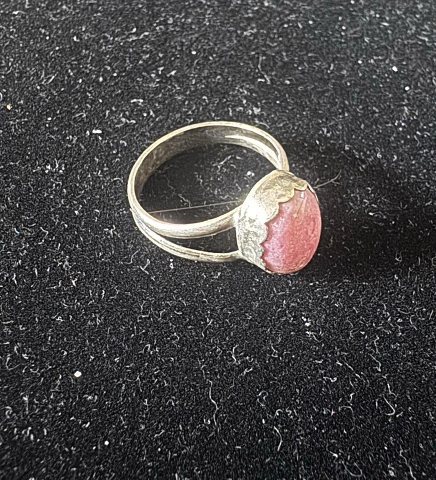 粉红色罗敦石戒指纯银 5 码小指戒指 — 第 2/4 张图片