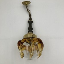 Lampada a sospensione in vetro ambrato stile Murano - Lampada da soffitto vintage anni 70, lunghezza 45 cm