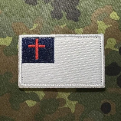 CYKOVISUALS CHRISTIAN FLAG Embroidered MORALE Patch Hook/Loop RELIGION FAITH CHRISTIANITY