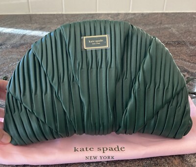 Kate Spade Green Patisserie Pleated 3d Croissant Clutch Medieval Bag Purse NWT