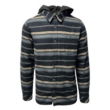 O'Neill Men's Black Flannel Shirt Redmond Hooded Horizontal Striped S31 