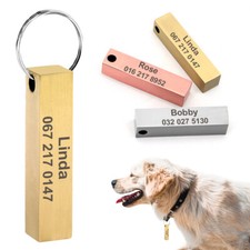 Personalized Dog Tag Columnar Custom Pet Name ID Engraved Pendant Key Chain