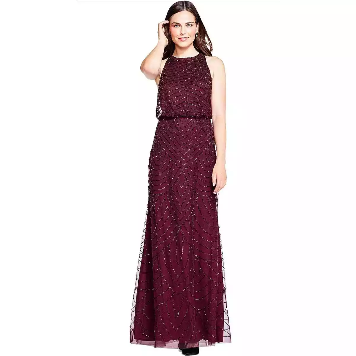 Adrianna Papell Beaded Blouson Dress in Pink | Lyst