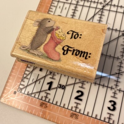 Muzzy's To/From~Christmas~House Mouse Rubber Stamp~Stampabilities HMER1011