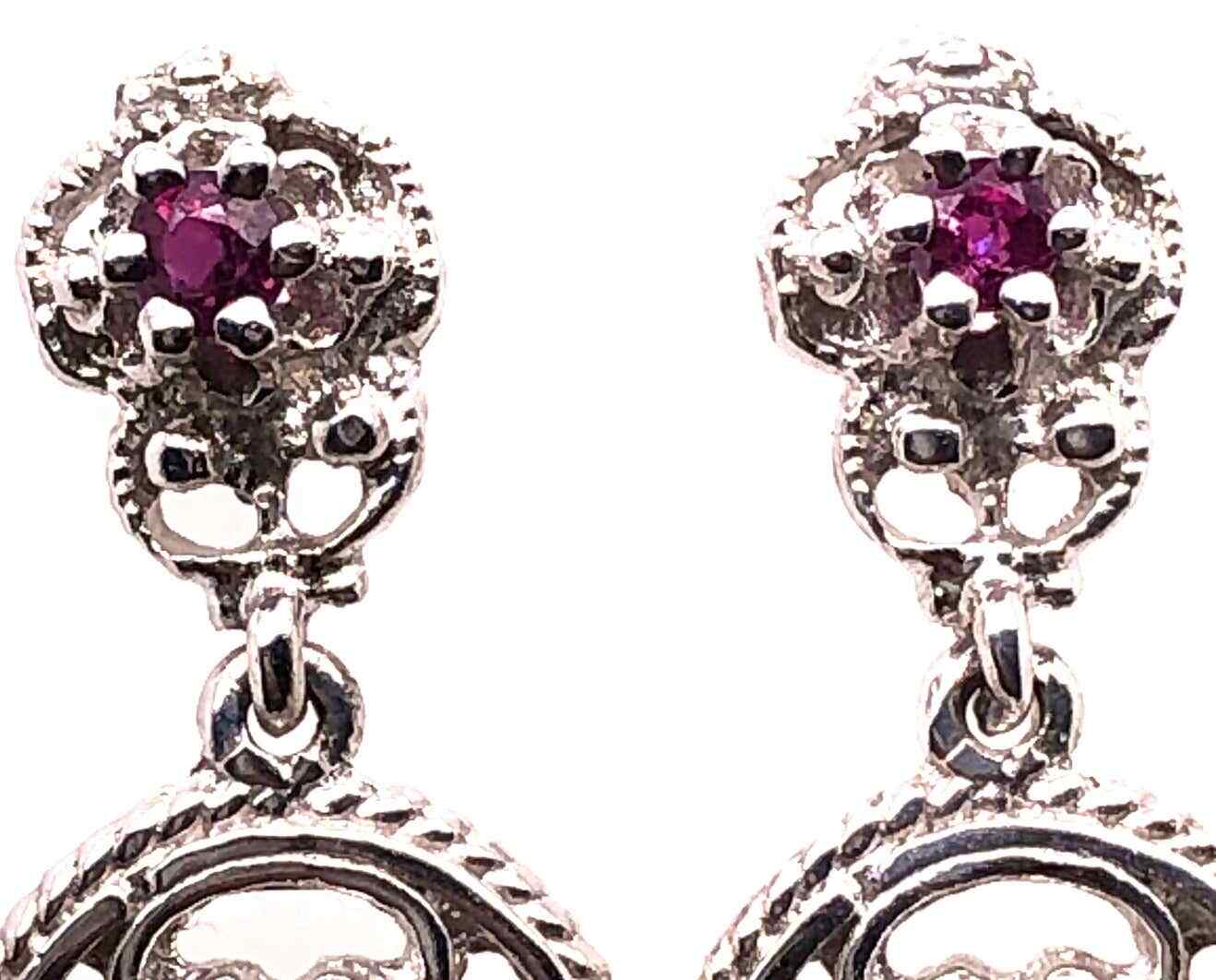 14 Karat White Gold Ruby Drop Dangle Earrings 101… - image 6