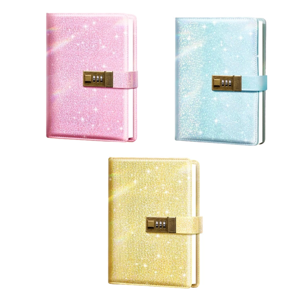 Diario de cuero PU A5 cuaderno forrado papel diario de escritura con cerradura regalo para niñas Foto 3 de 4