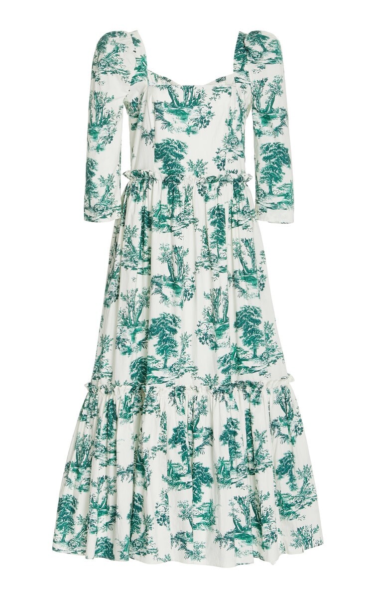 cara cara green dress - Sanibel Shelter Island tie cinch waist Cara Cara Floral Print Midi