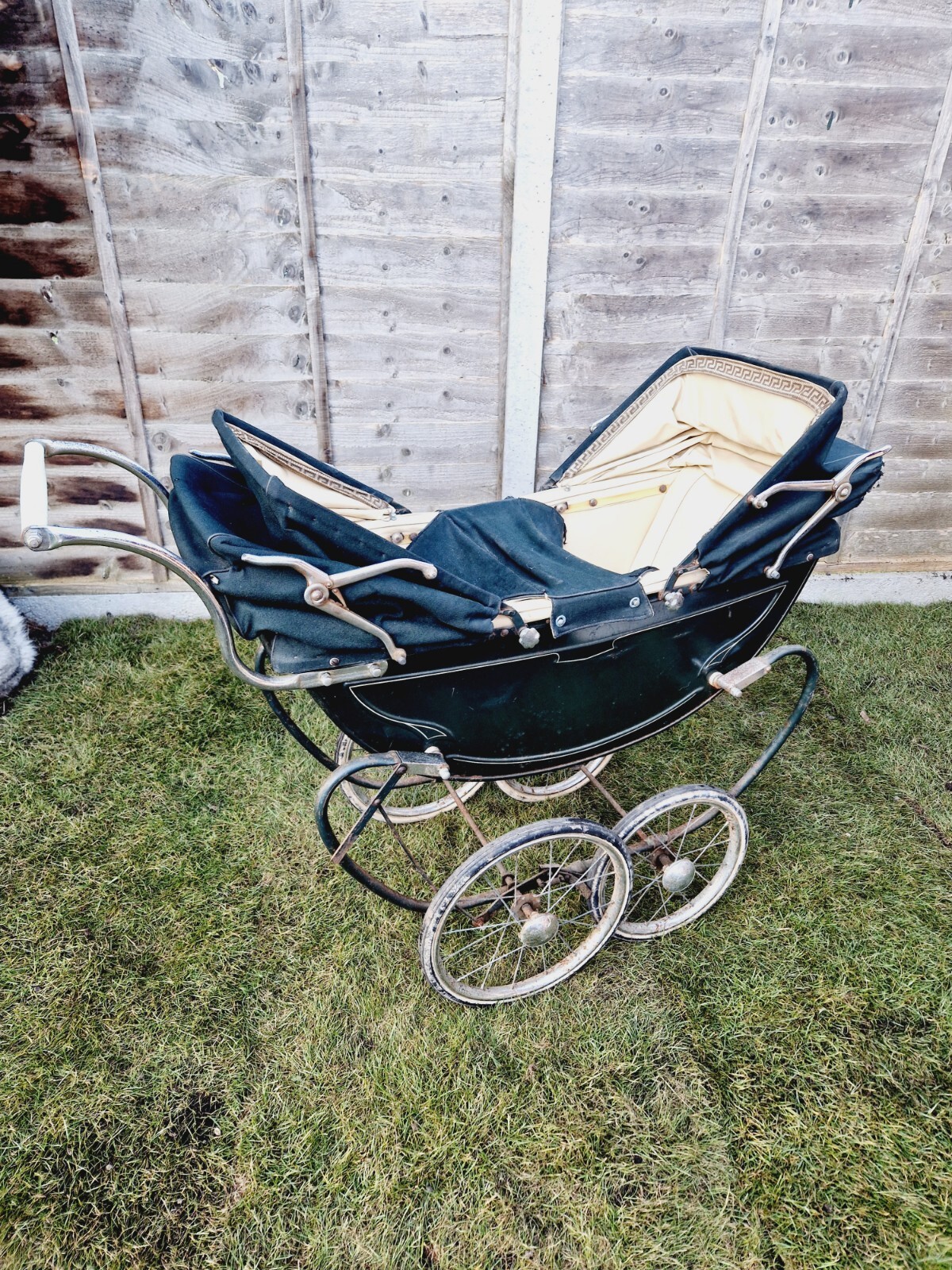 Genuine vintage antique dolls pram distressed for display or