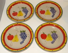 PHILIPPE RICHARD FRUITA MISTA HAND PAINTED HAND CRAFTED 4 SALAD PLATES