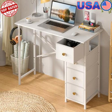 Computer Desk with 4 Fabric Drawers, 35.4 Inch Small Home Office Writing Desk