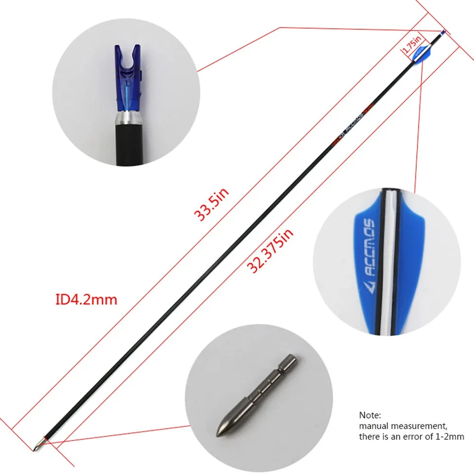 12pcs Arrow ID4.2mm 32in Pure Carbon Spine 300 350 400 500 600 700 800 900 1000 - Image 2 of 4