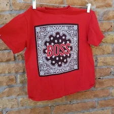 2 Monkeys Shirt Adult Small Crewneck Short Sleeve Red Bandana (Black) on Chest