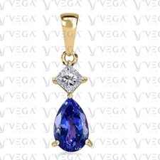 7.00crt Pear Cut Natural Blue Tanzanite and D...