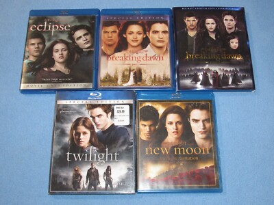 5 Blu-Ray Lot: TWILIGHT Complete Saga COLLECTION (New Moon~Eclipse~Breaking Dawn