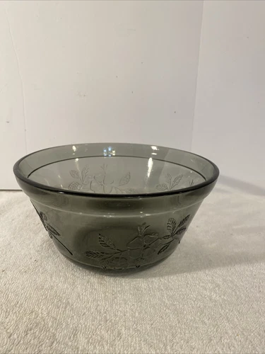 Vintage Federal Glass Blossom 8 Inch Mixing Bowl Sundown Gray
