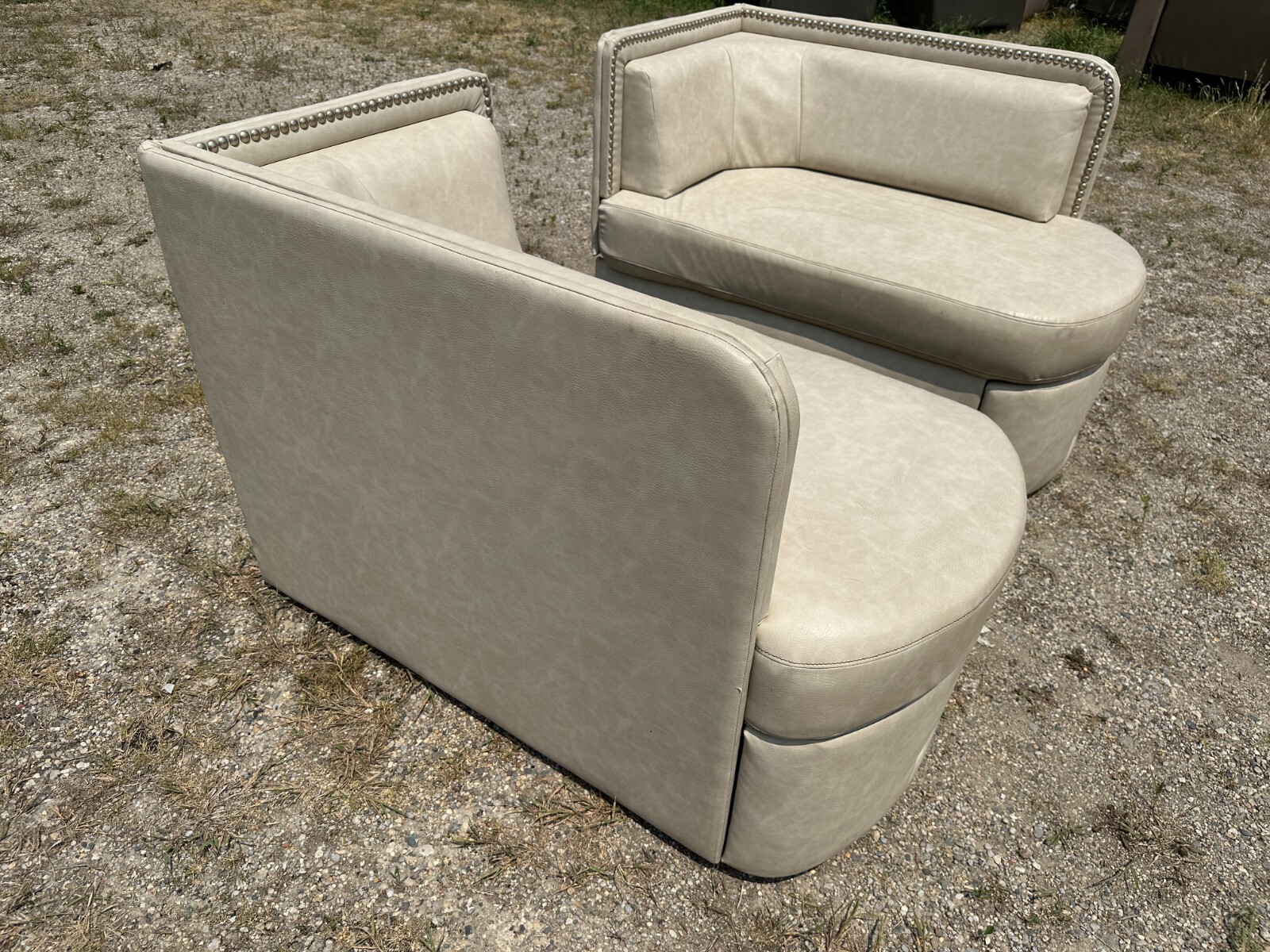 Flexsteel RV Ultraleather CREAM Euro Booth bed Boat Motorhome