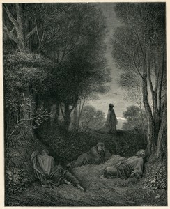 Jesus Praying in Garden of Olives Gustave Dore bible art  