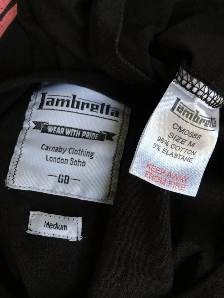 Camiseta Oficial LAMBRETTA MOTOR SCOOTER de Carnaby Clothing Londres Talla Mediana Foto 3 de 3