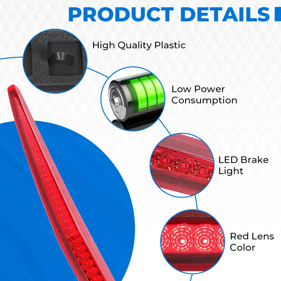 [LED COMPLETO] 3ª TERCERA LUZ FRENO TRASERO FARO FRENO TRASERO ROJO PARA CADILLAC DTS 06-11 Foto 2 de 4