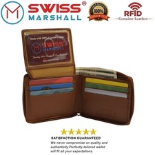 Men's Zipper RFID Blocking Premium Leather Zip-Around ID Bifold Wallet by Swiss