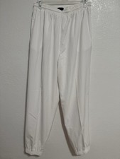 Kaelin Women's White Track Pants with Pockets Elastic Waist Sz L/p