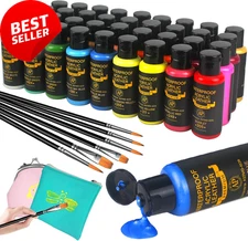 36 Colors Acrylic Leather Paint Set for Shoes,Bags,Purses | Waterproof,Flexible