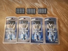  4 SCHICK QUATTRO MENS RAZORS & 23 TOTAL CARTRIDGES   FREE SHIPPING
