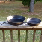 Vintage 1940's LODGE Cast Iron Three Notch Heat Ring #5 & #8 SKILLET FRY PANS NR