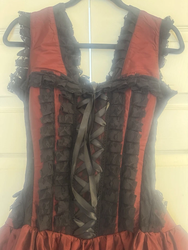 Burleska Vestido de Baile Corsé Vestido Dickens Navidad Victoriano Borgoña Talla 26 Foto 4 de 4