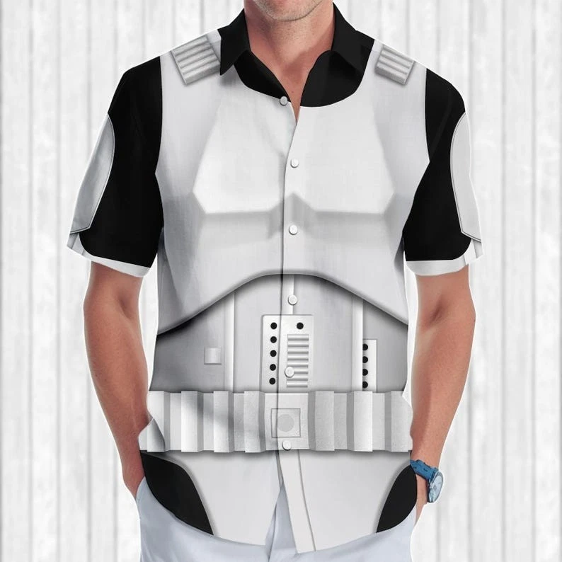 Stormtrooper Armor Cosplay Button Shirt, Star Wars Hawaiian Shirt Men