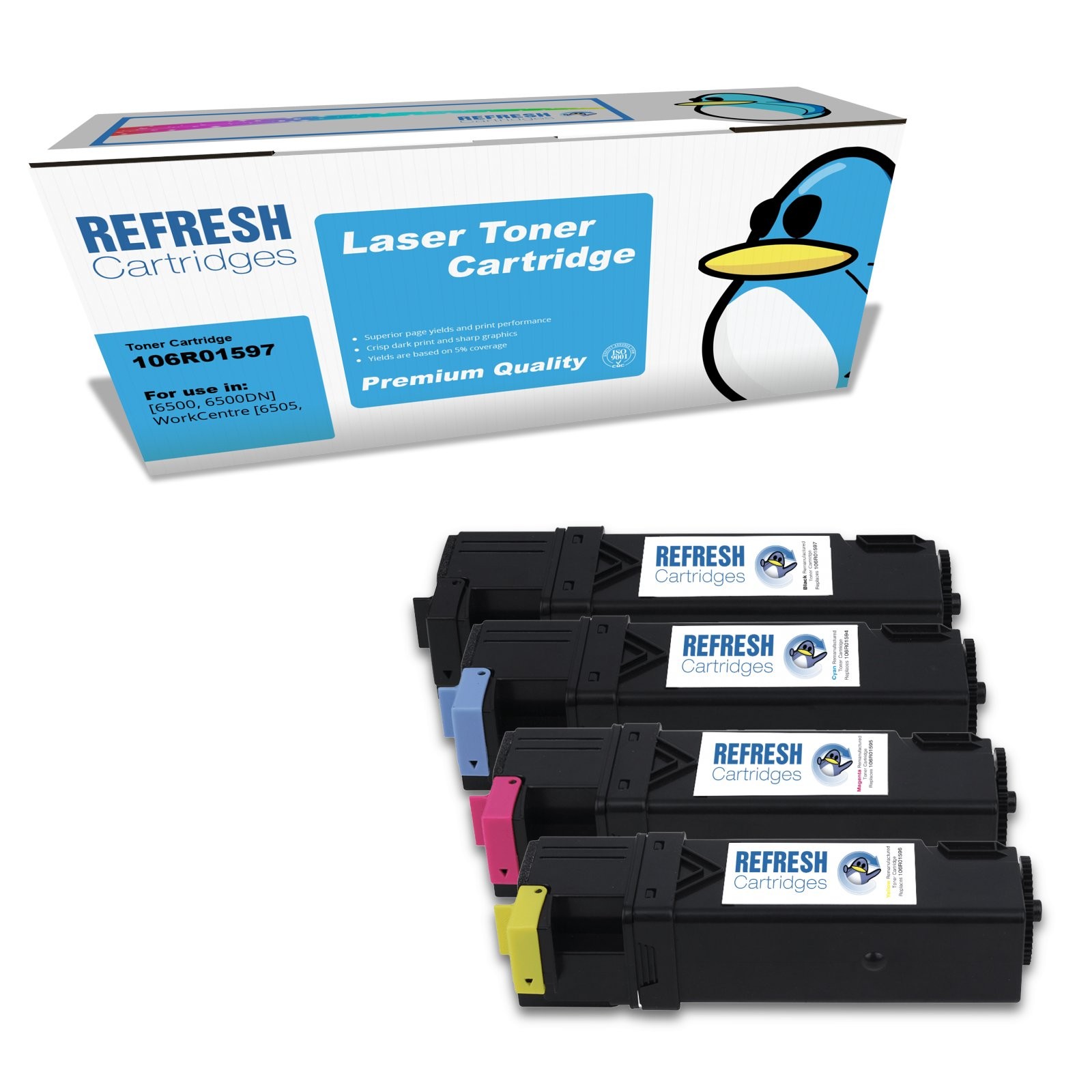 Refresh Cartridges Full Set Pack 106R01597/4/5/6 Toner Compatible With Xerox