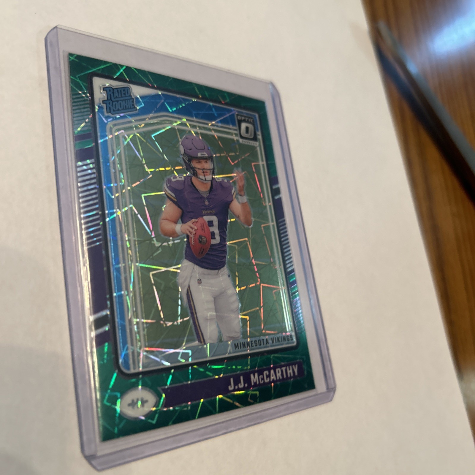 2024 Donruss Optic - Rated Rookie J.J. McCarthy #235 Green Velocity Prizm (RC)