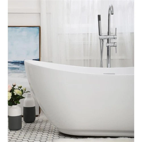 Elegant Decor Ines 62" Oval Plastic Soaking Bathtub in Glossy White - Picture 14 of 14
