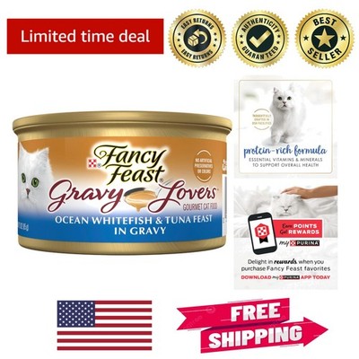 Savory Purina Gravy Lovers Cat Food - Ocean Whitefish & Tuna, 3 oz Cans, 24 Pack