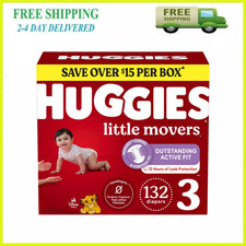 Huggies Little Movers Size 3 Disposable Baby Diapers, 132 Count, 16-28 lbs