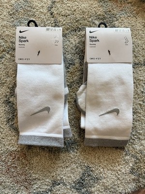Nike Spark Dri-Fit Cushioned Crew Running Socks White M10.11.5 W11.5-13 2 Pairs