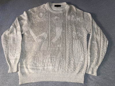 Players Club Saddlebred Cotton Blend Men s Golf Themed Sweater Heathered Beige L